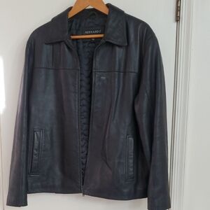 Bernardo Black Leather men's Jacket XL quilted lining pockets